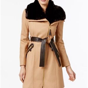 Via Spiga Faux Fur Belted Coat